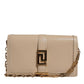 Versace Beige Gold Chain Calf Leather Wallet Crossbody Bag