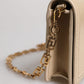 Versace Beige Gold Chain Calf Leather Wallet Crossbody Bag