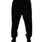 Dolce & Gabbana Black Cotton Crown Logo Jogger Pants