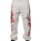 Dolce & Gabbana White Corals Tattered Straight Denim Jeans