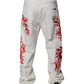 Dolce & Gabbana White Corals Tattered Straight Denim Jeans