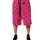 Dolce & Gabbana Pink Cotton Heart Print Bermuda Shorts