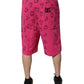 Dolce & Gabbana Pink Cotton Heart Print Bermuda Shorts