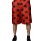 Dolce & Gabbana Orange Silk Heart Print Bermuda Shorts