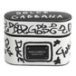 Dolce & Gabbana Black White Leather Scribble Embossed Logo Airpods Case