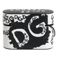 Dolce & Gabbana Black White Leather Scribble Embossed Logo Airpods Case
