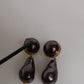 Dolce & Gabbana Gold Brass Black Pearl Clip On Dangling Jewelry Earrings