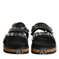 Dolce & Gabbana Black Crystal Embellish Strap Sandals Shoes