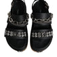 Dolce & Gabbana Black Crystal Embellish Strap Sandals Shoes
