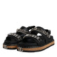 Dolce & Gabbana Black Crystal Embellish Strap Sandals Shoes