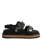 Dolce & Gabbana Black Crystal Embellish Strap Sandals Shoes