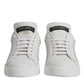 Dolce & Gabbana White Black Leather Low Top Sneakers Shoes