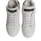 Dolce & Gabbana White Black Leather Low Top Sneakers Shoes