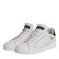 Dolce & Gabbana White Black Leather Low Top Sneakers Shoes
