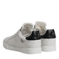 Dolce & Gabbana White Black Leather Low Top Sneakers Shoes