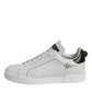 Dolce & Gabbana White Black Leather Low Top Sneakers Shoes