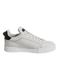 Dolce & Gabbana White Black Leather Low Top Sneakers Shoes