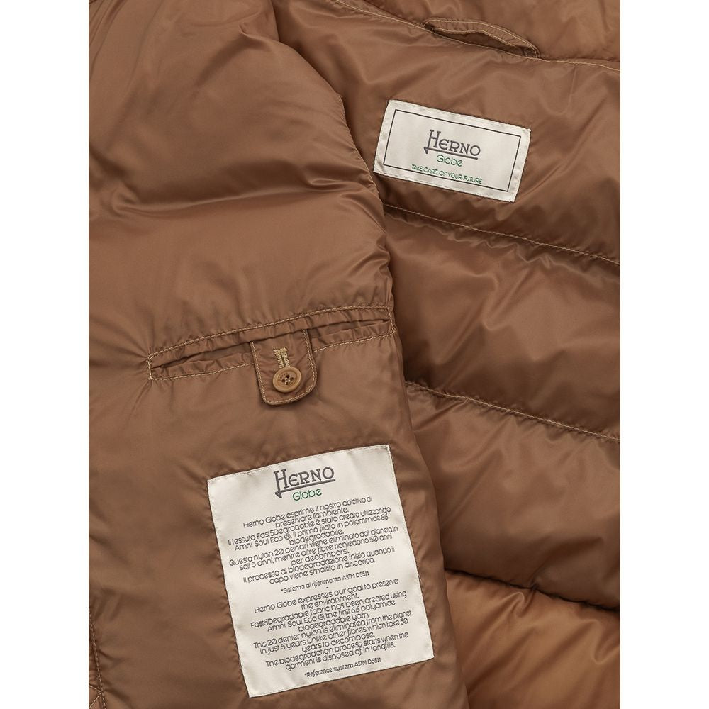 Herno Brown Polyamide Sleveless Jacket Mens Jacket