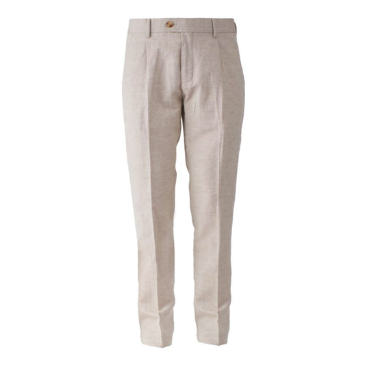 Yes Zee Beige Linen Jeans & Pant