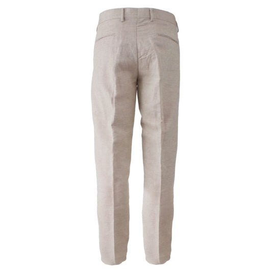 Yes Zee Beige Linen Jeans & Pant