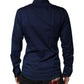 Dolce & Gabbana Dark Blue Cotton GOLD Dress Formal Shirt