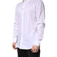 Dolce & Gabbana White Cotton Collared GOLD Dress Formal Shirt