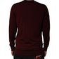 Dolce & Gabbana Maroon Cashmere V-neck Men Pullover Sweater