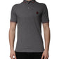 Dolce & Gabbana Gray Cotton Crown Collared Polo T-shirt