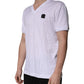 Dolce & Gabbana White Cotton Logo Patch V-neck Tee T-shirt