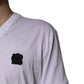 Dolce & Gabbana White Cotton Logo Patch V-neck Tee T-shirt