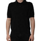 Dolce & Gabbana Black Silk Collared Polo T-shirt