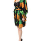 Dolce & Gabbana Black Silk Pineapple Draped Print Wrap Dress