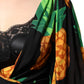 Dolce & Gabbana Black Silk Pineapple Draped Print Wrap Dress