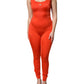 Dolce & Gabbana Orange Sleeveless Bodycon Jumpsuit Dress