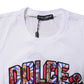 Dolce & Gabbana White Cotton Logo Print Round Neck T-shirt