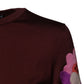 Dolce & Gabbana Maroon Floral Silk Crew Neck Blouse Top