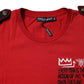 Dolce & Gabbana Red Cotton Graphic Print Crew Neck T-shirt