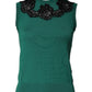 Dolce & Gabbana Green Wool Lace Detail Sleeveless Tank Top