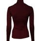Dolce & Gabbana Burgundy Long Sleeves Turtleneck Slim Sweater