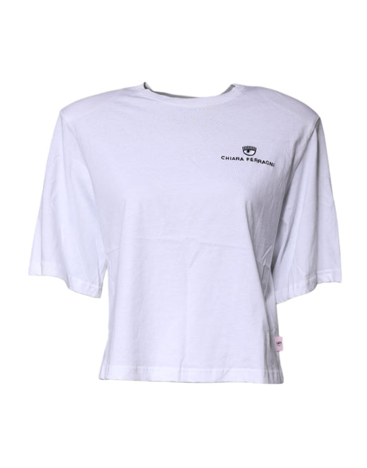Chiara Ferragni White Short Sleeves Logo Printed T-shirt