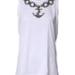 Dolce & Gabbana White Cotton Anchor Chain Embroidery Tank Top