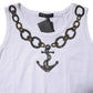 Dolce & Gabbana White Cotton Anchor Chain Embroidery Tank Top