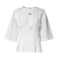 Dolce & Gabbana White Cotton Blend 3/4 Sleeves Blouse Top