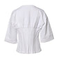 Dolce & Gabbana White Cotton Blend 3/4 Sleeves Blouse Top