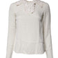 Dolce & Gabbana Cream Floral Lace Long Sleeves Blouse Top