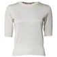 Dolce & Gabbana Cream Short Sleeve Silk Round Neck Blouse Top