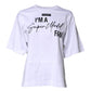 Dolce & Gabbana White Printed Cotton Round Neck Top T-shirt