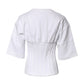 Dolce & Gabbana White Cotton Blend 3/4 Sleeves Blouse Top