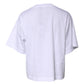 Dolce & Gabbana White Printed Round Neck Top Cotton T-shirt