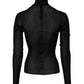 Dolce & Gabbana Black Knit Long Sleeves Turtleneck Slim Top